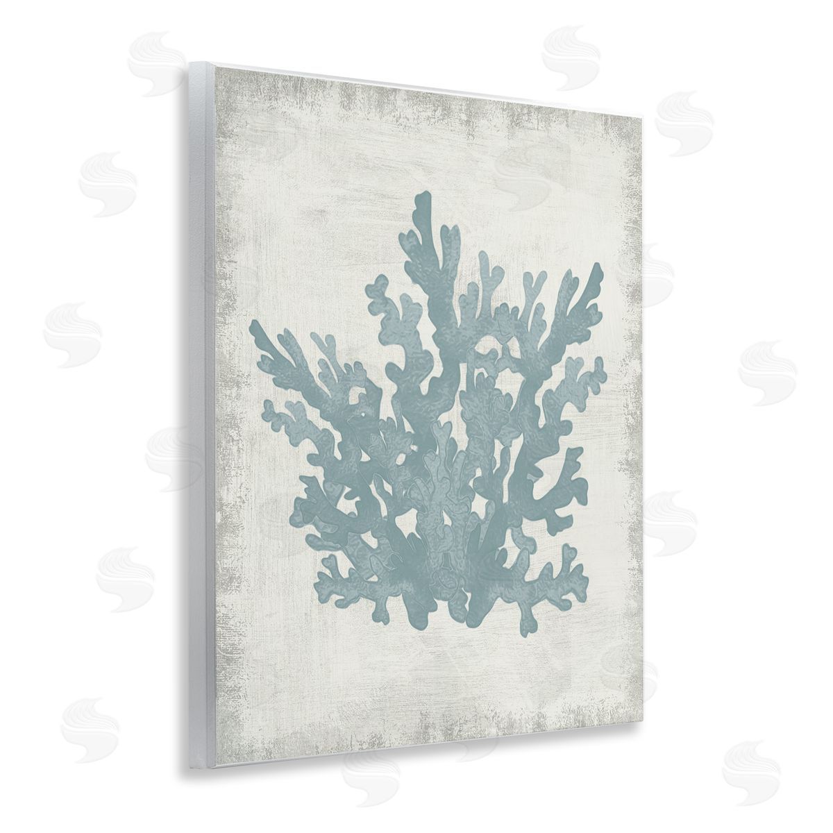 Conrad Knutsen Blue Coral Silhouette Wooden Wall Plaque Art Print