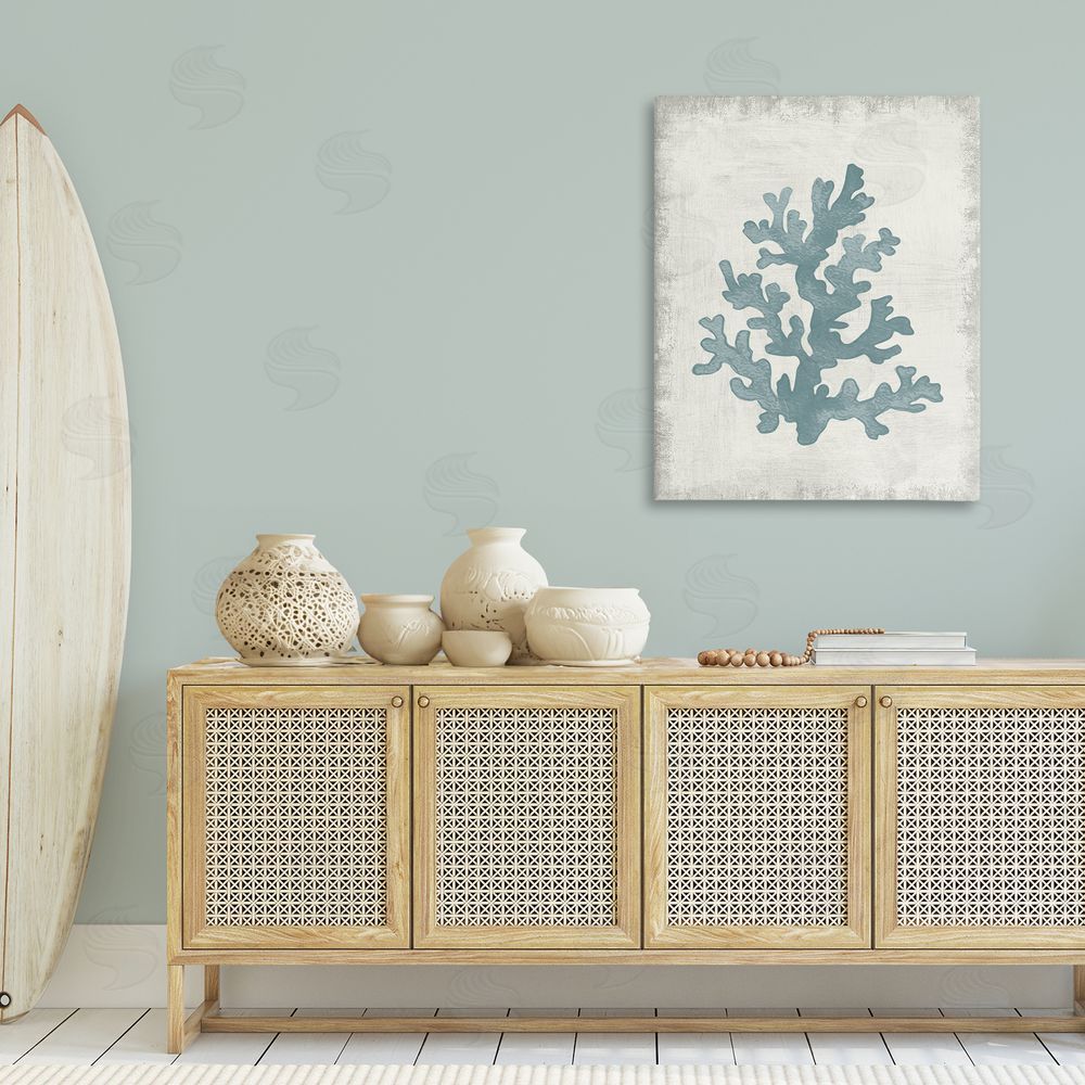 Conrad Knutsen Blue Coral Form Canvas Wall Art Print in Room