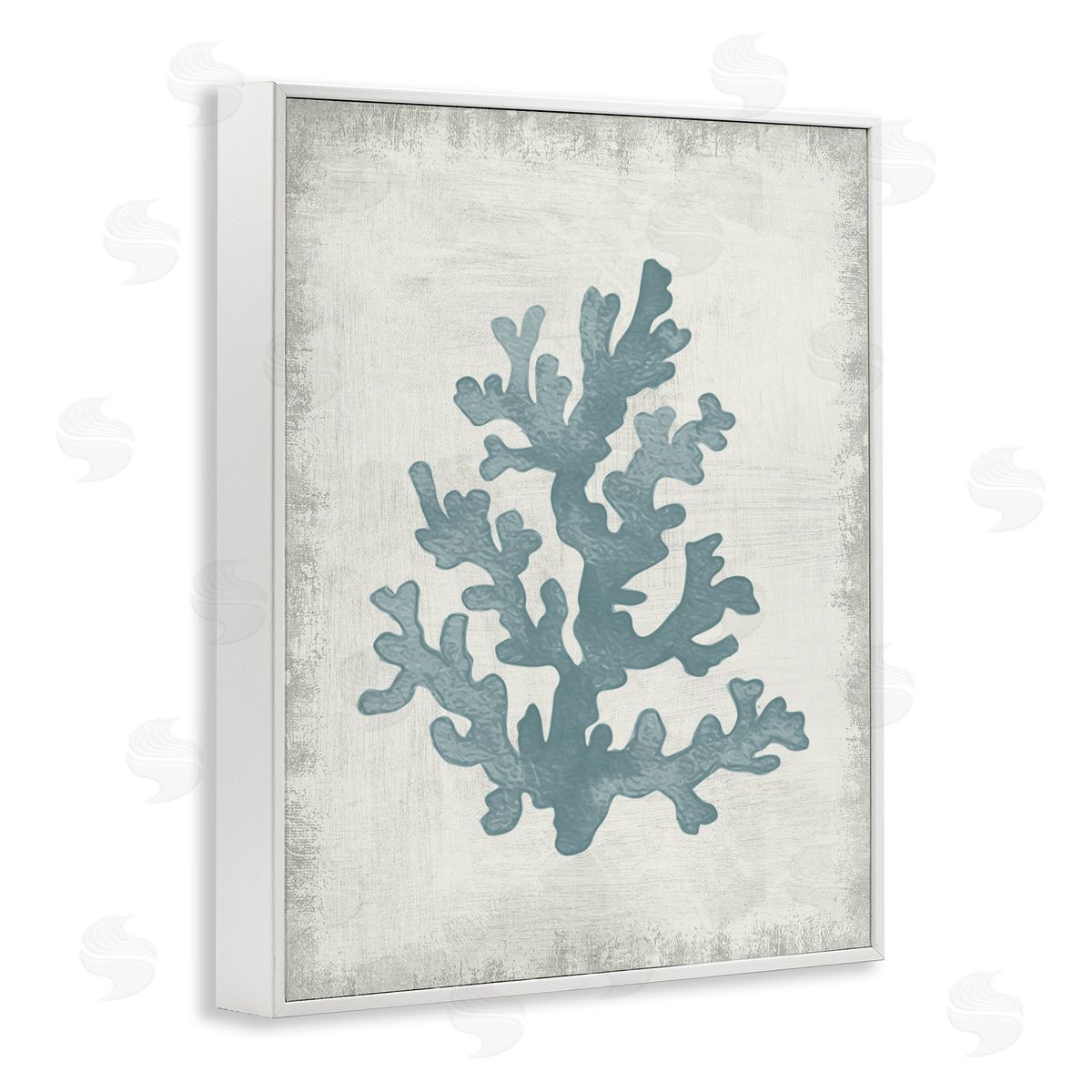 Conrad Knutsen Blue Coral Form White Framed Giclee Wall Art Print