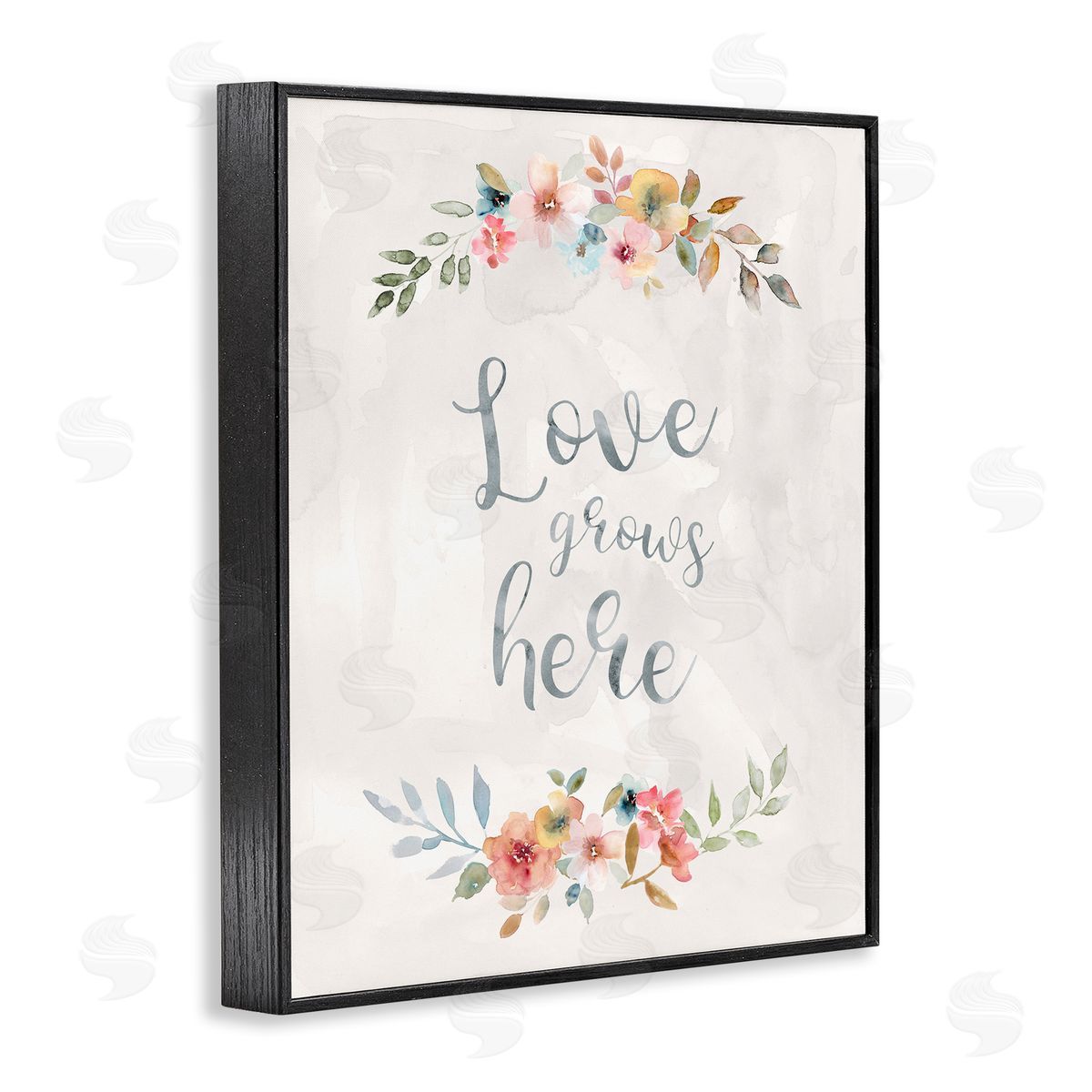 Carol Robinson Floral Love Grows Here Black Framed Giclee Wall Art Print