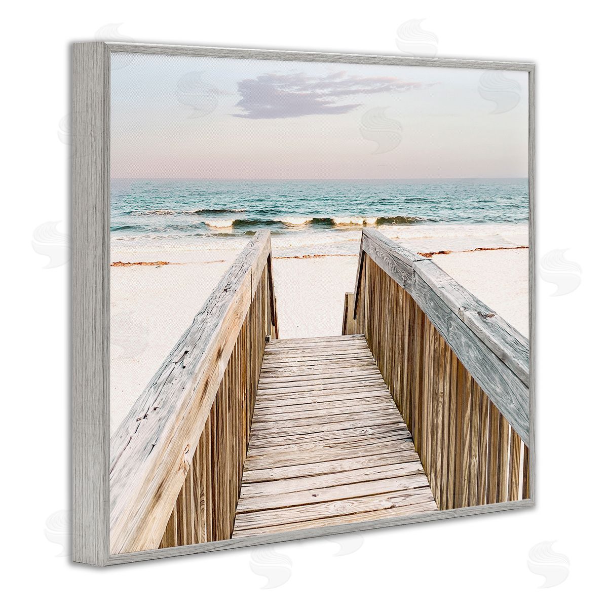 Nan Steps to Beach Shore Gray Framed Giclee Wall Art Print
