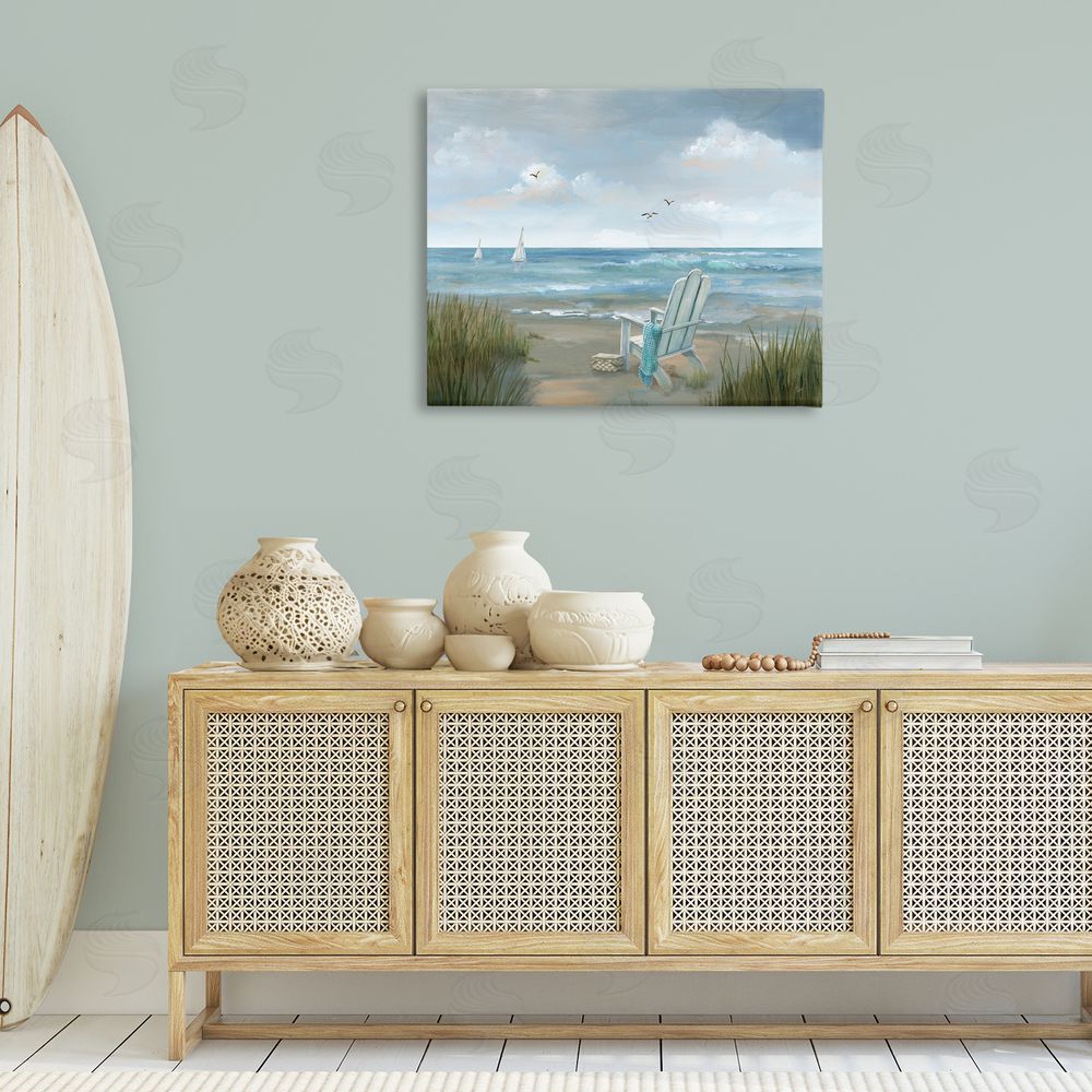 Nan Soothing Beach Scenery Canvas Wall Art Print in Room