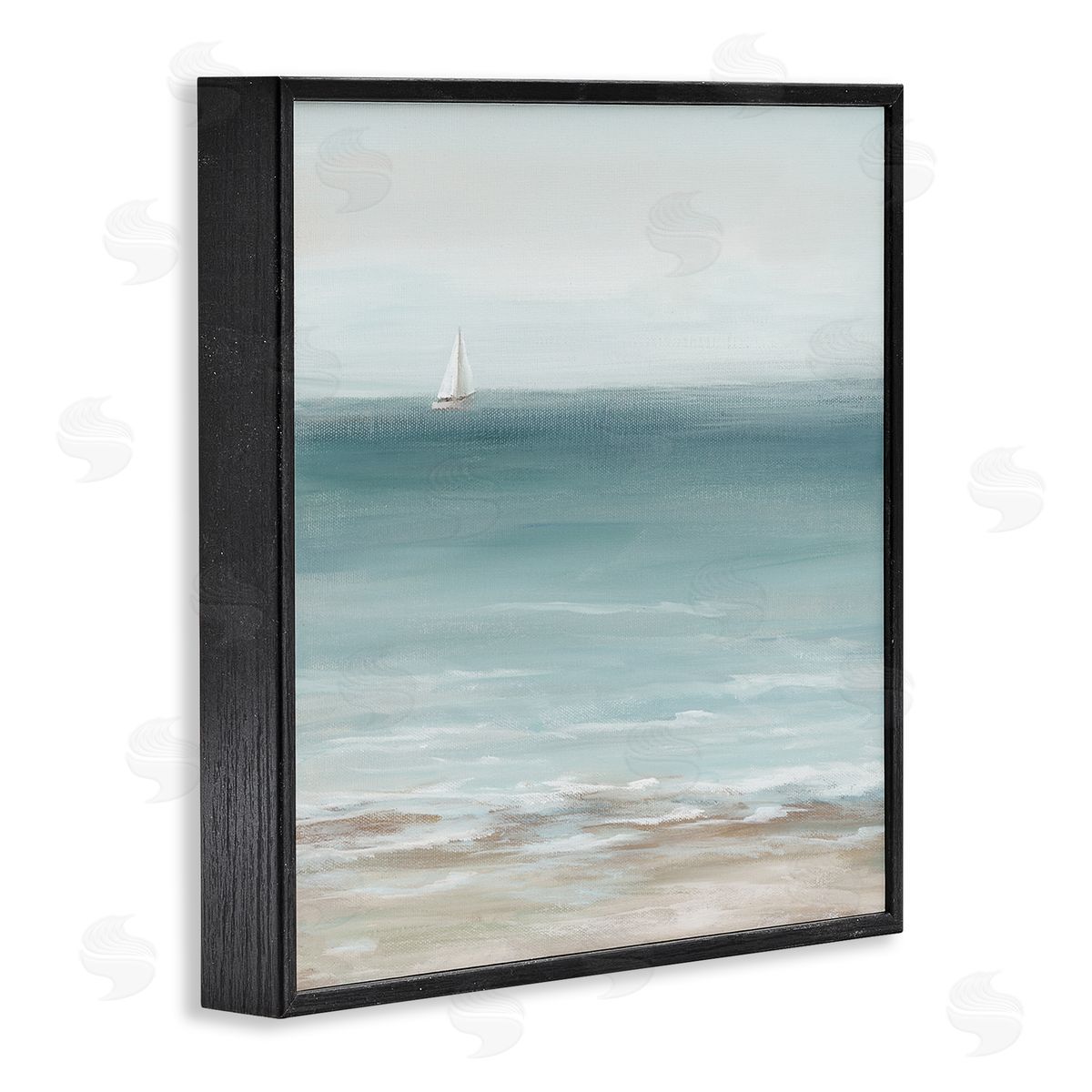 Nan Faraway Boat on Ocean Black Framed Giclee Wall Art Print