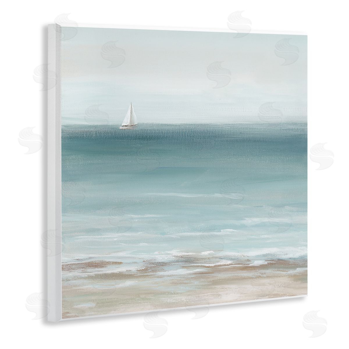 Nan Faraway Boat on Ocean Wooden Wall Plaque Art Print