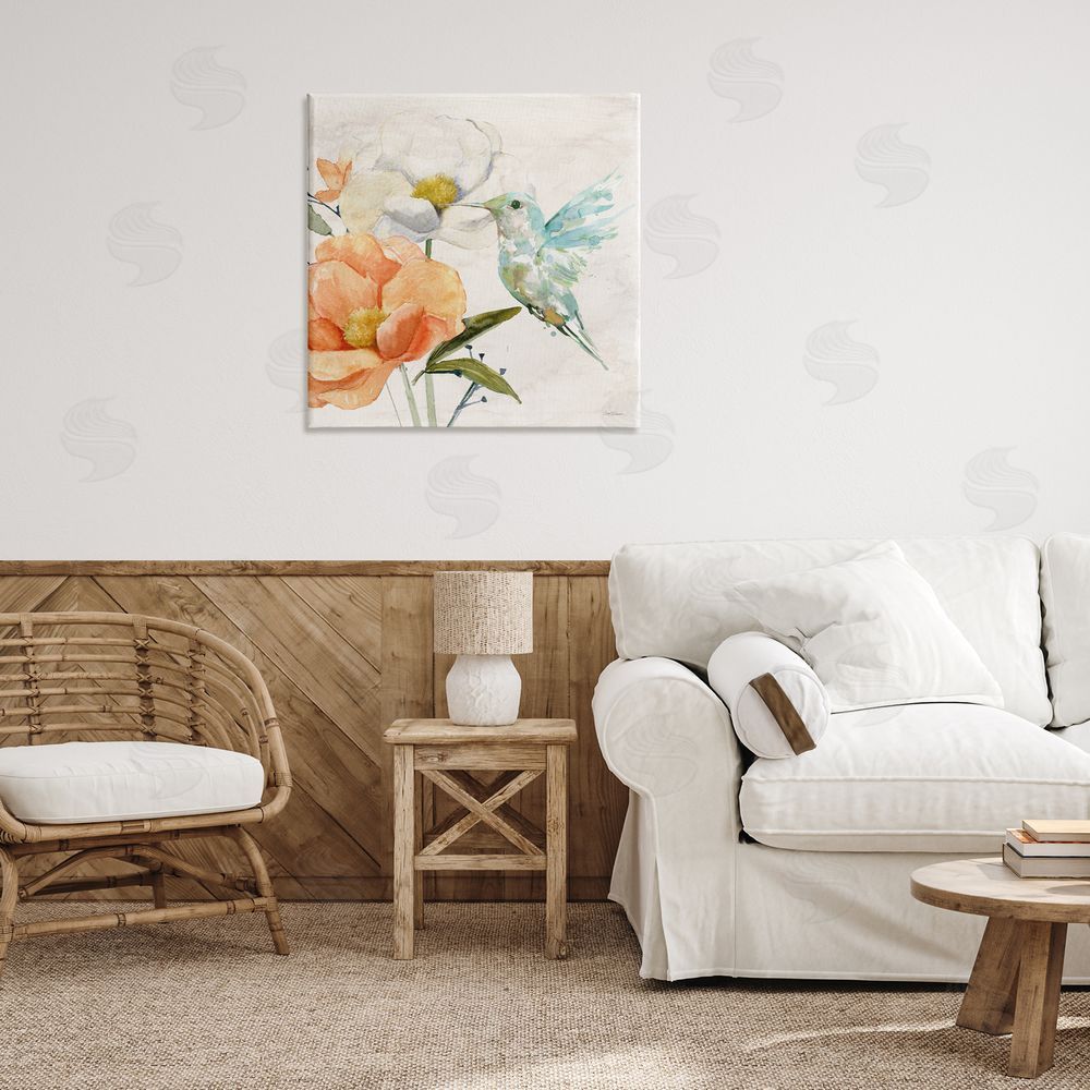 Carol Robinson Hummingbird & Flower Nectar Canvas Wall Art Print in Room