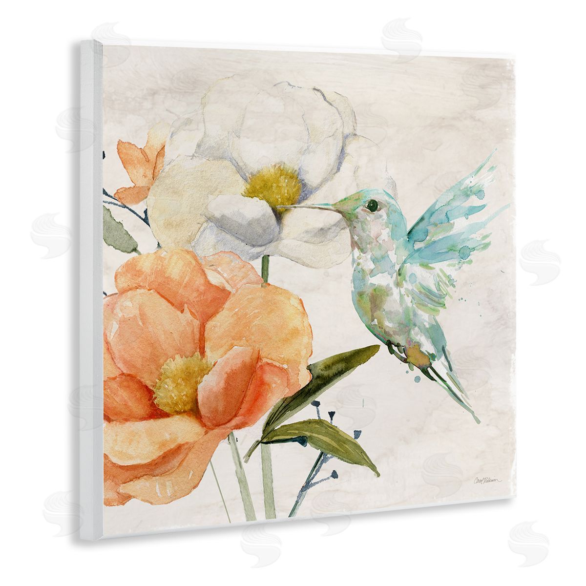 Carol Robinson Hummingbird & Flower Nectar Wooden Wall Plaque Art Print