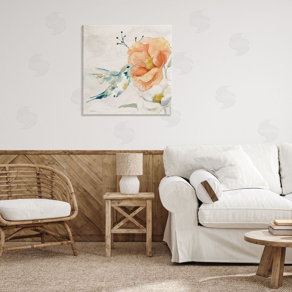 Carol Robinson Blossom & Hummingbird Canvas Wall Art Print in Room