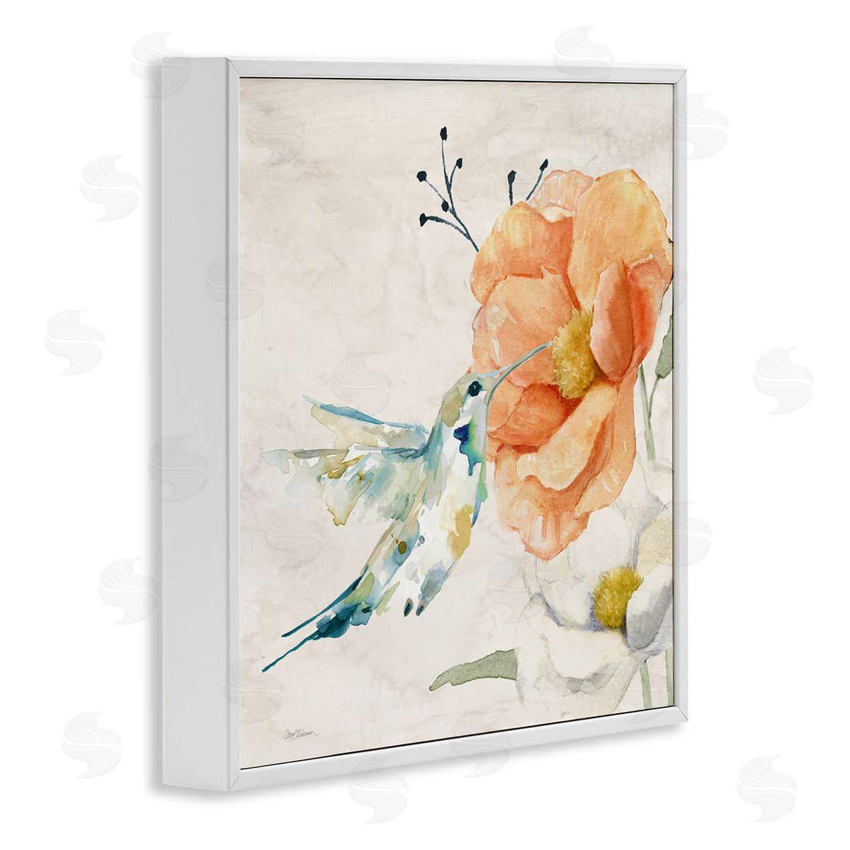Carol Robinson Blossom & Hummingbird White Framed Giclee Wall Art Print