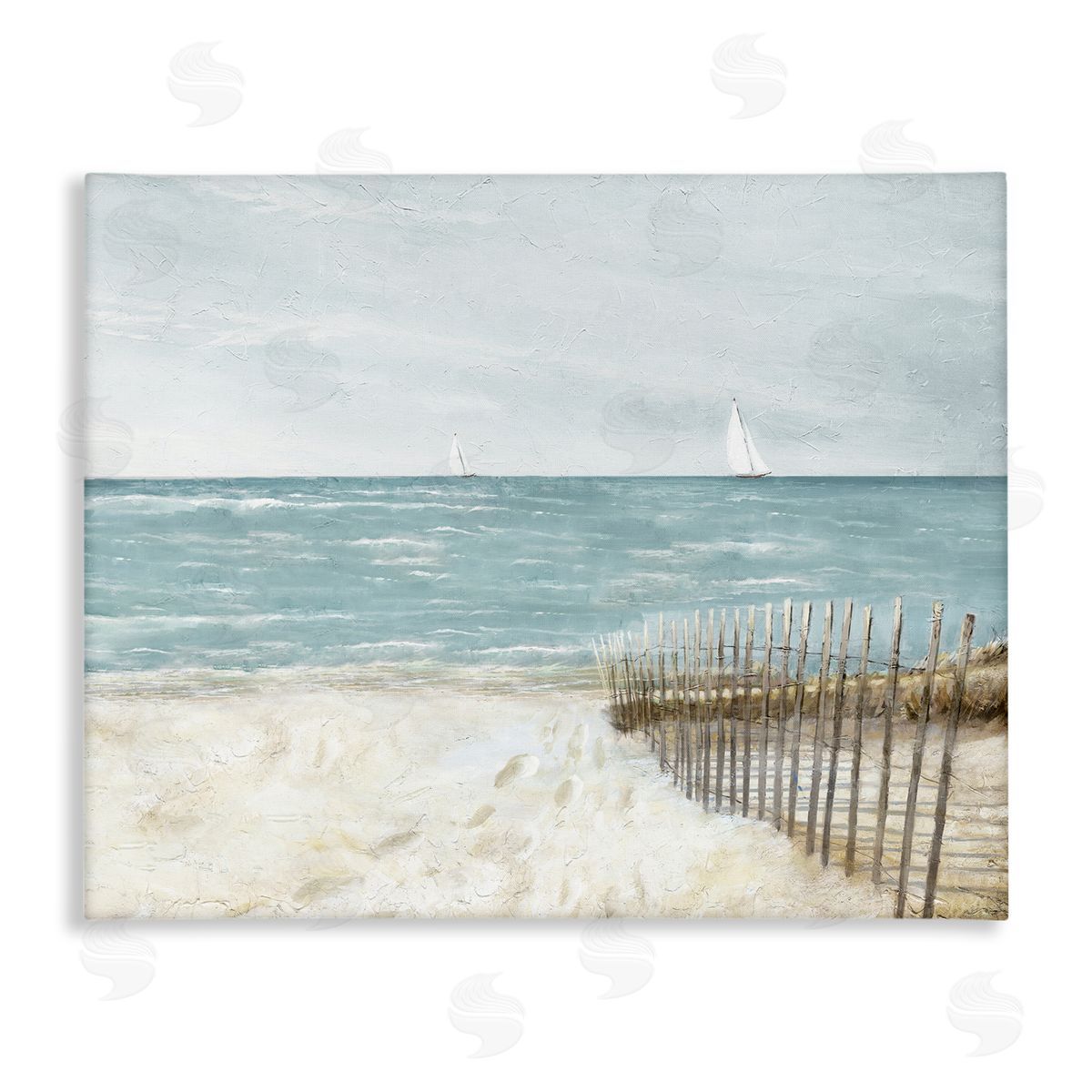 Ruane Manning Beach Footprints & Fence Canvas Wall Art Print