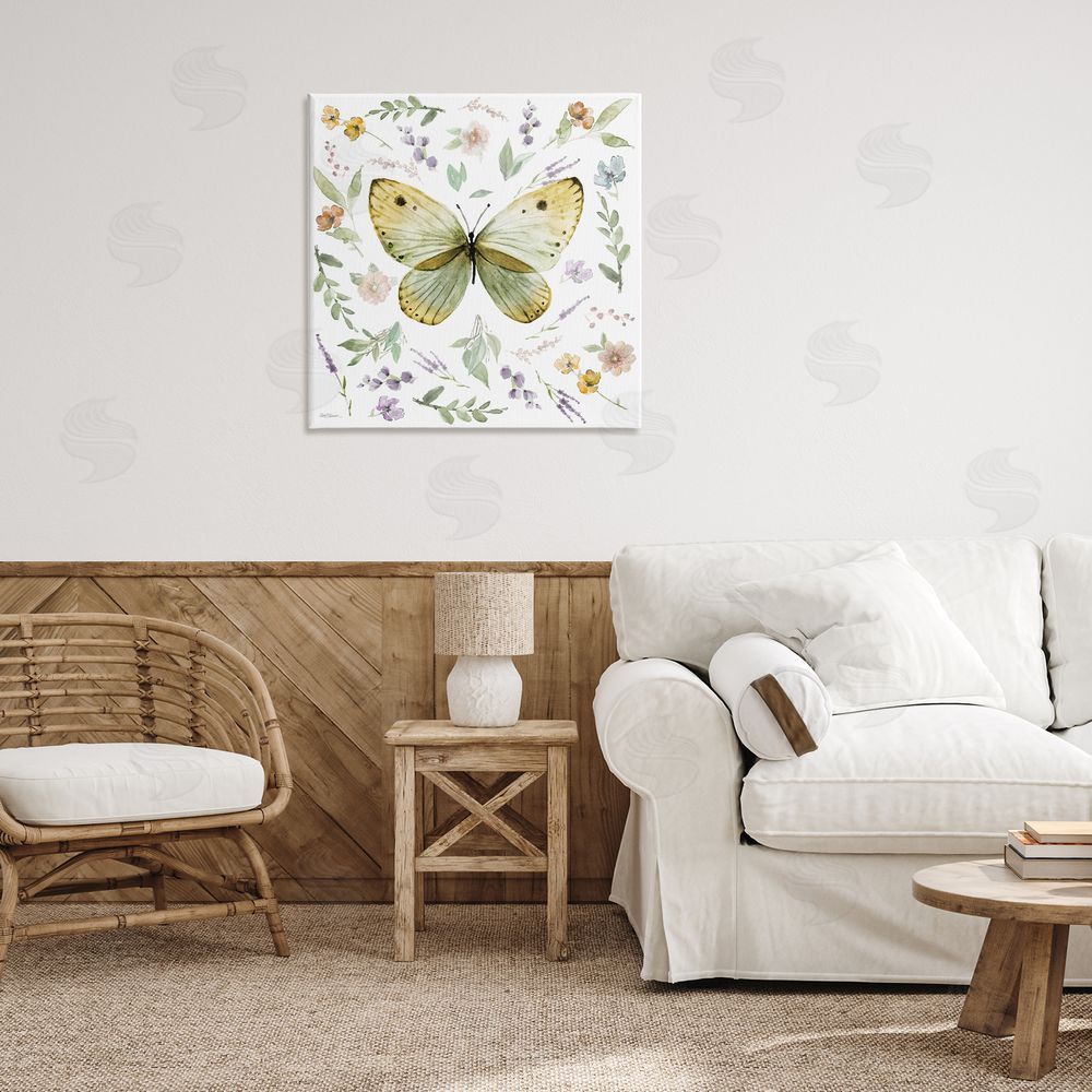 Carol Robinson Chic Cottage Butterfly Canvas Wall Art Print in Room