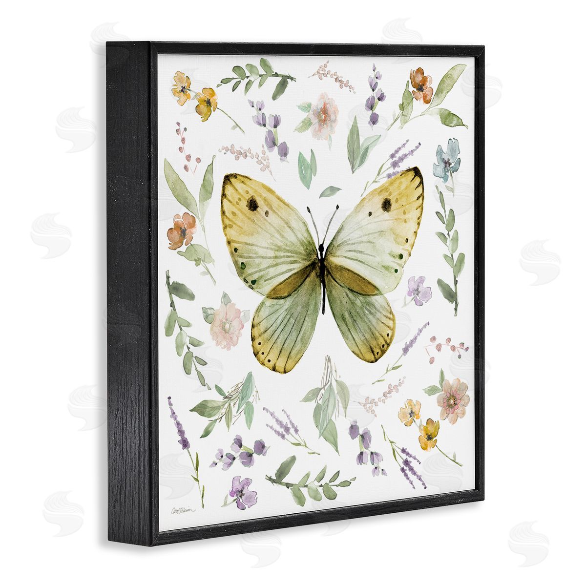 Carol Robinson Chic Cottage Butterfly Black Framed Giclee Wall Art Print
