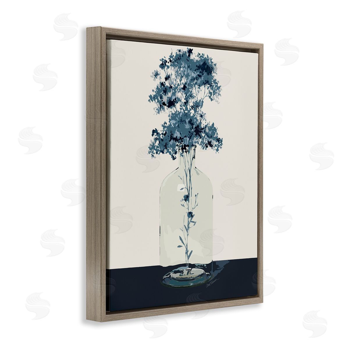 Carol Robinson Blue Nature Sprigs Brown Floating Frame Canvas Wall Art Print