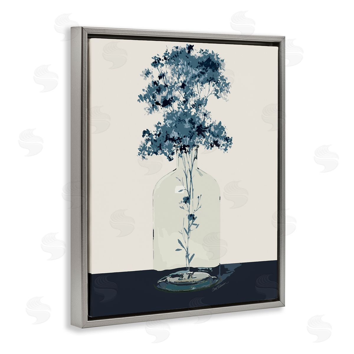 Carol Robinson Blue Nature Sprigs Gray Floating Frame Canvas Wall Art Print