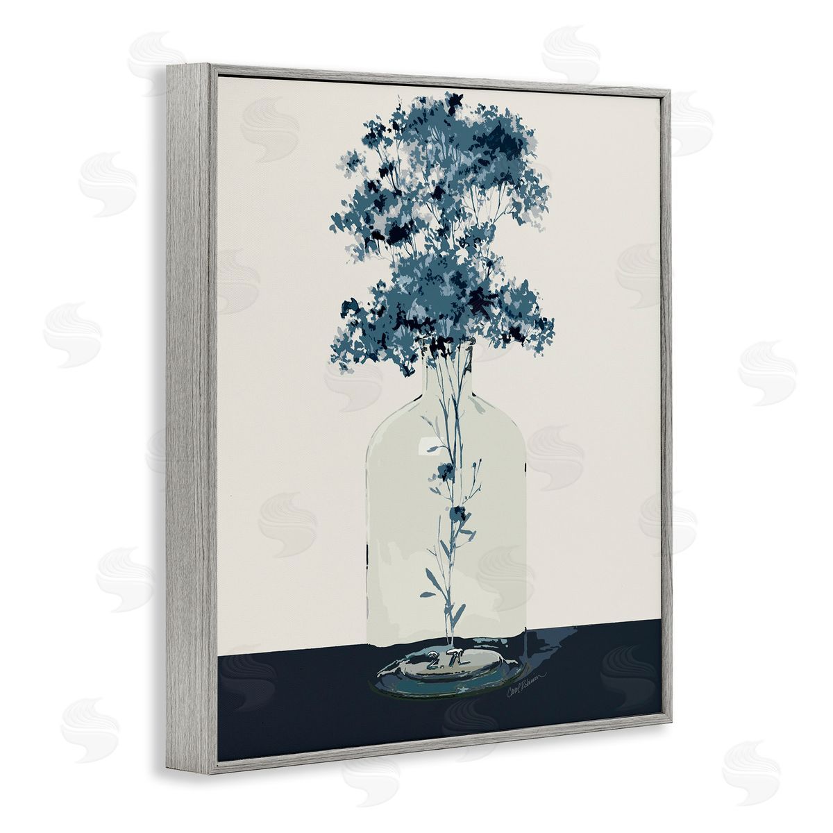 Carol Robinson Blue Nature Sprigs Gray Framed Giclee Wall Art Print