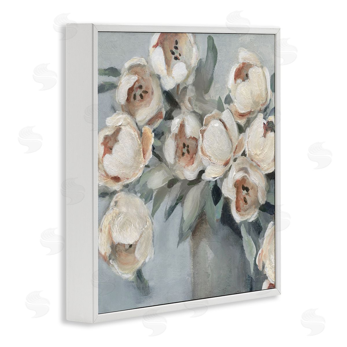 Carol Robinson Blooming Round Peonies White Framed Giclee Wall Art Print