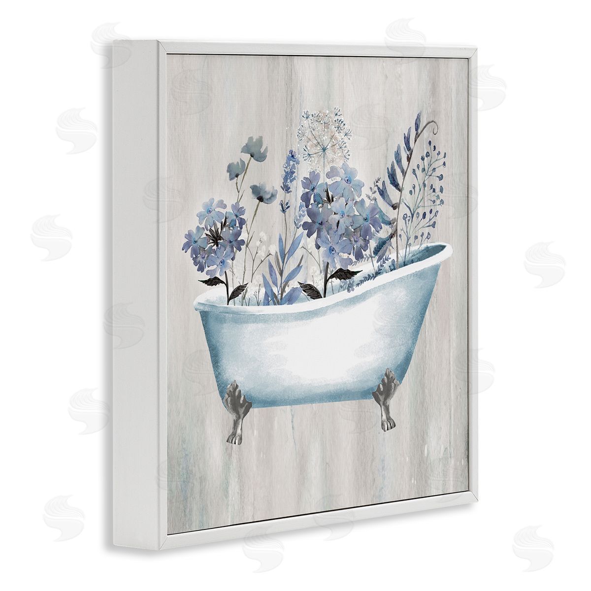 Conrad Knutsen Vintage Tub & Blue Florals White Framed Giclee Wall Art Print