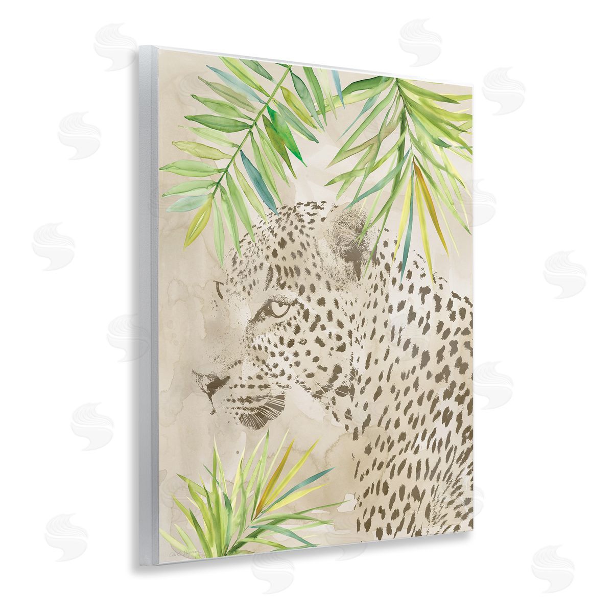 Carol Robinson Leopard Impression & Palms Wooden Wall Plaque Art Print