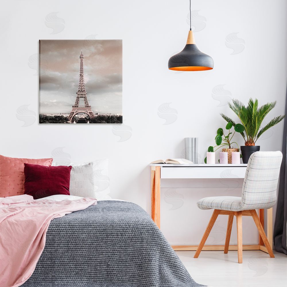 Danita Delimont Stormy View Eiffel Tower Canvas Wall Art Print in Room