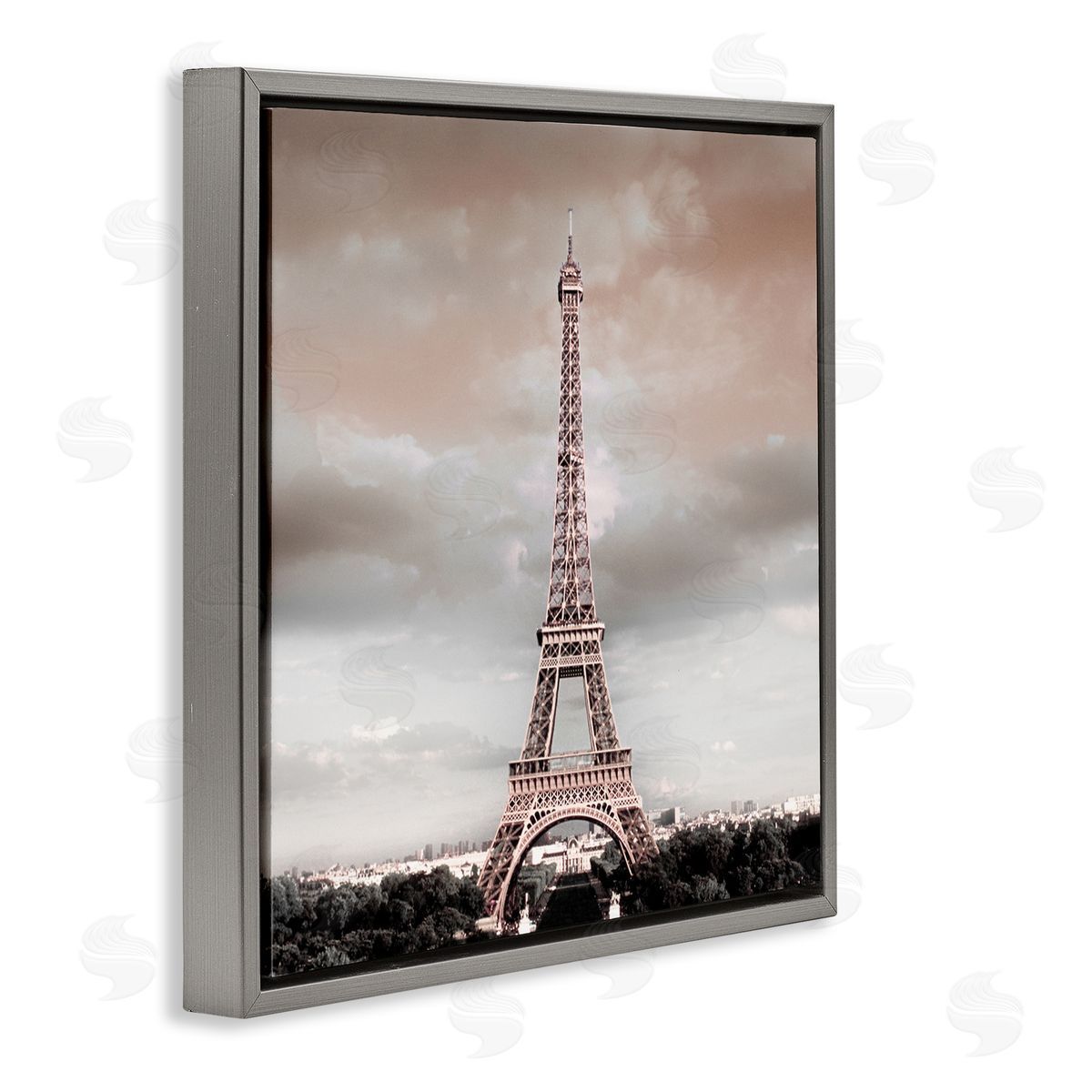 Danita Delimont Stormy View Eiffel Tower Gray Floating Frame Canvas Wall Art Print