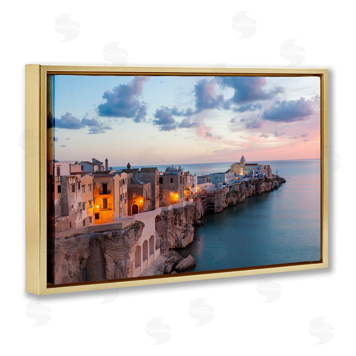 Danita Delimont Coastal City Architecture Gold Floating Frame Canvas Wall Art Print