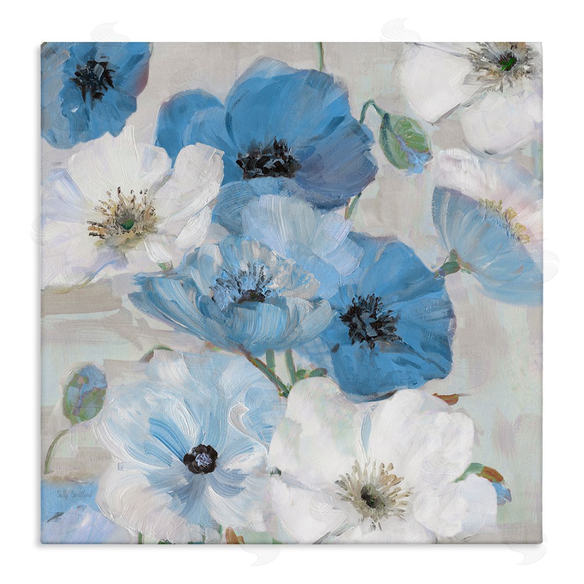 Sally Swatland Mixed Blue & White Blooms Canvas Wall Art Print