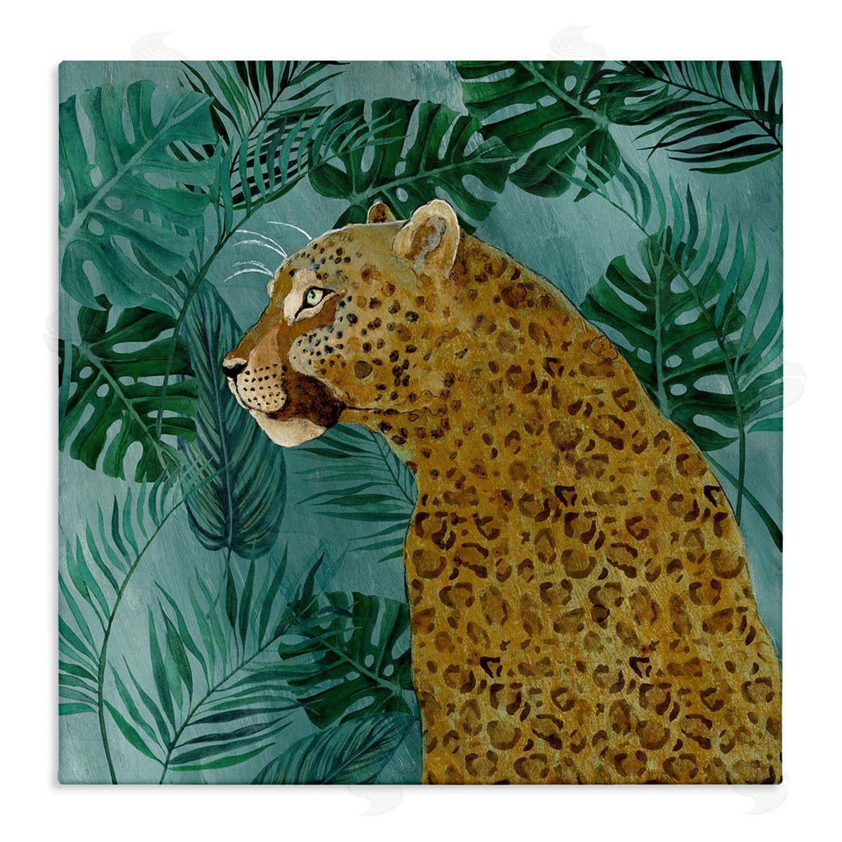 Janet Tava Monstera & Palms Cheetah Canvas Wall Art Print