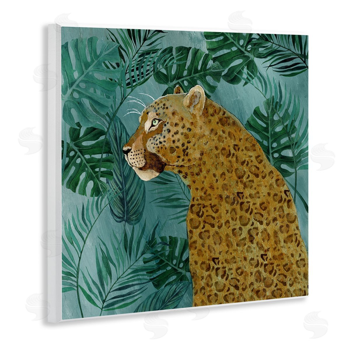 Janet Tava Monstera & Palms Cheetah Wooden Wall Plaque Art Print