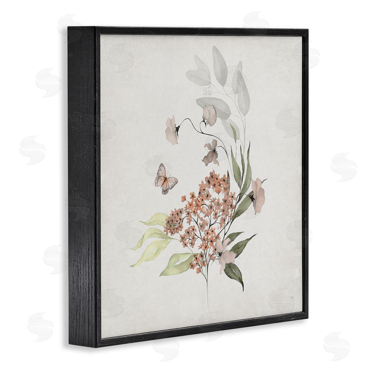 Susan Jill Orchid Florals & Butterfly Black Framed Giclee Wall Art Print