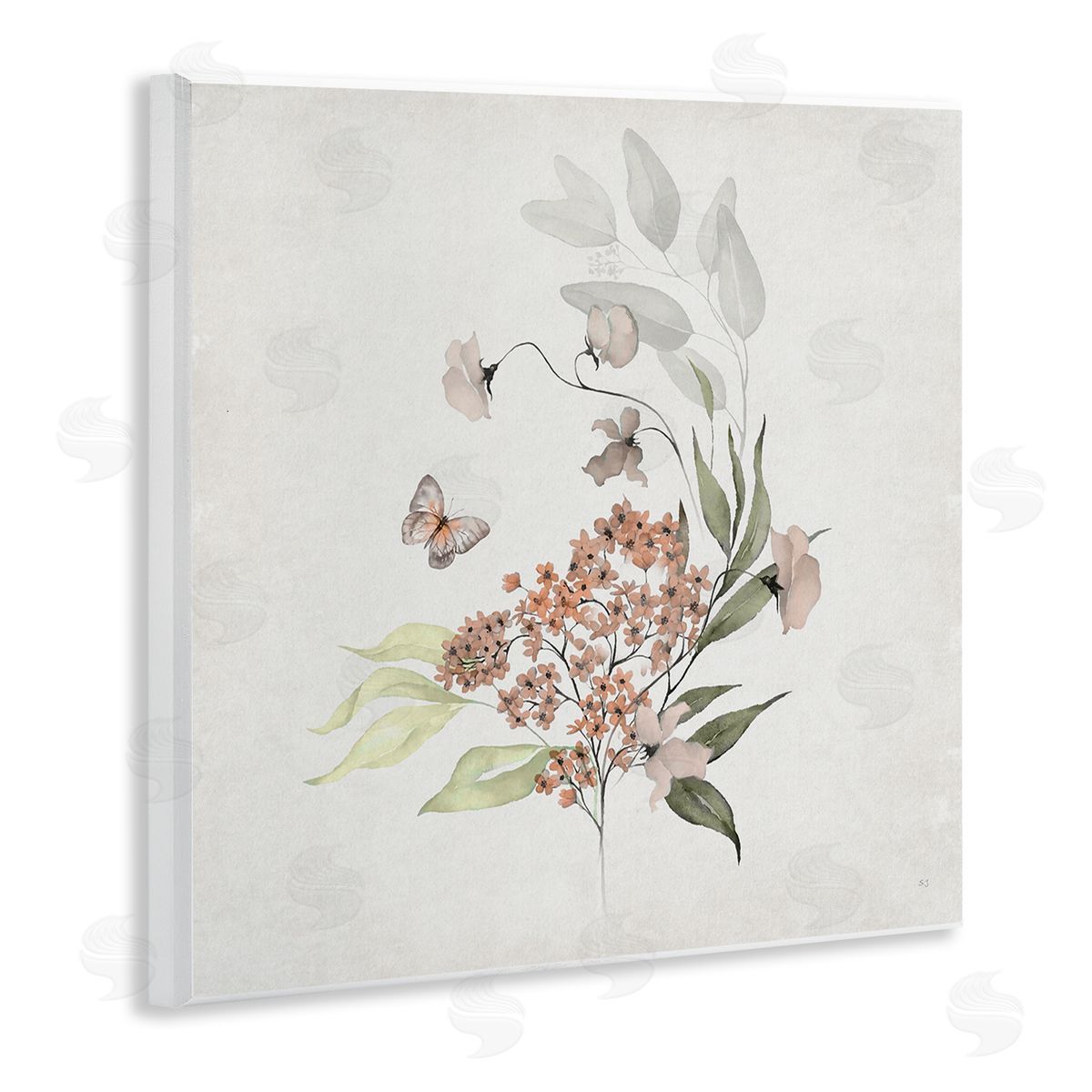 Susan Jill Orchid Florals & Butterfly Wooden Wall Plaque Art Print