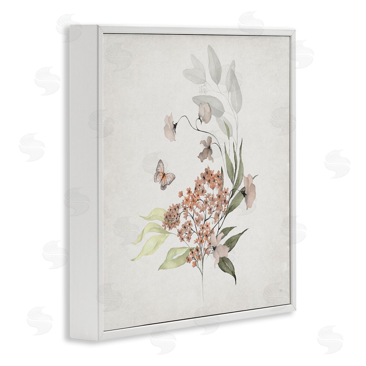 Susan Jill Orchid Florals & Butterfly White Framed Giclee Wall Art Print