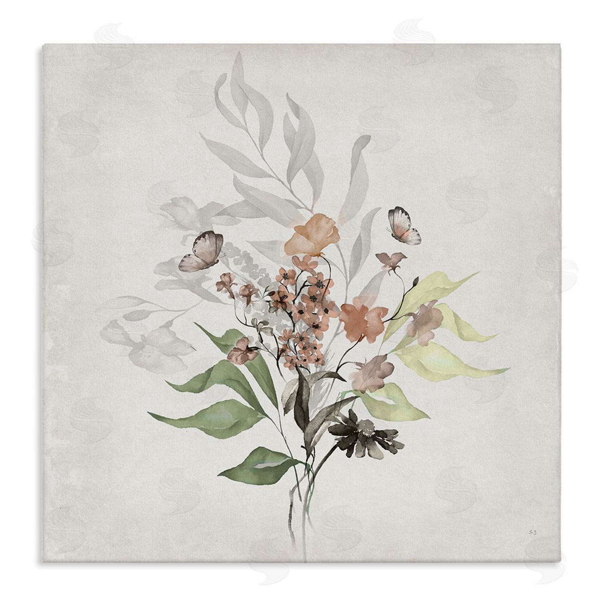 Susan Jill Soft Florals & Butterfly Canvas Wall Art Print