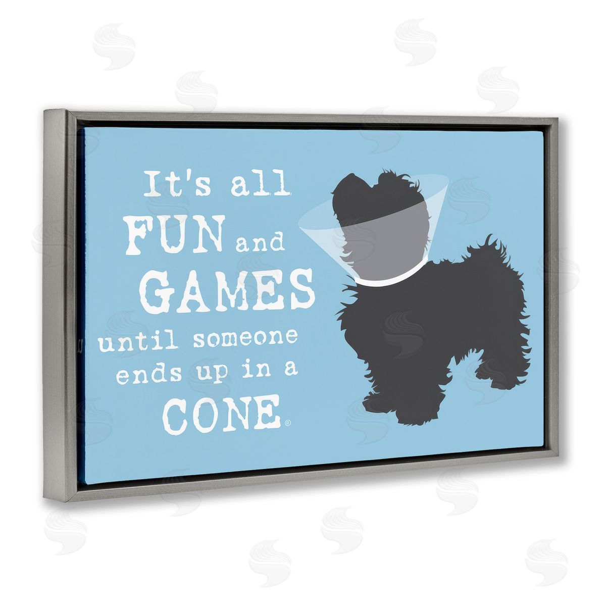 Dog Is Good Funny Fun & Games Dog Gray Floating Frame Canvas Wall Art Print