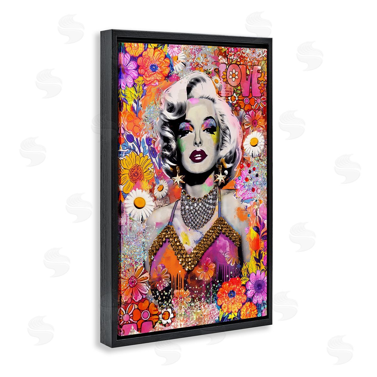 Jess Stempel Hippie Bedecked Marilyn Black Floating Frame Canvas Wall Art Print