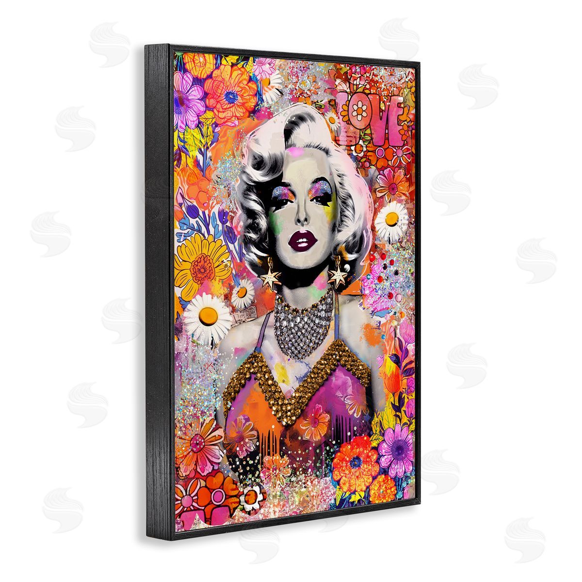 Jess Stempel Hippie Bedecked Marilyn Black Framed Giclee Wall Art Print