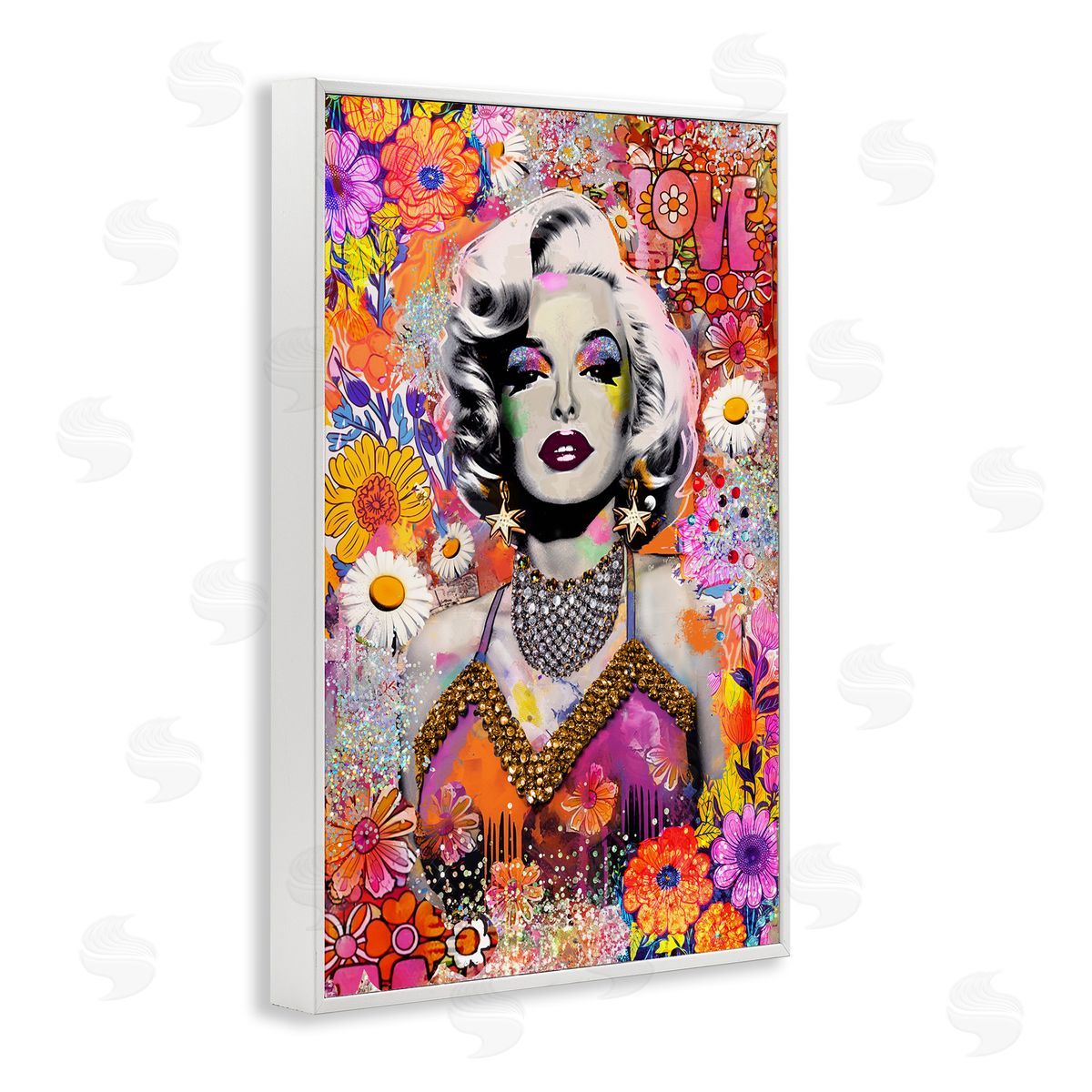 Jess Stempel Hippie Bedecked Marilyn White Framed Giclee Wall Art Print