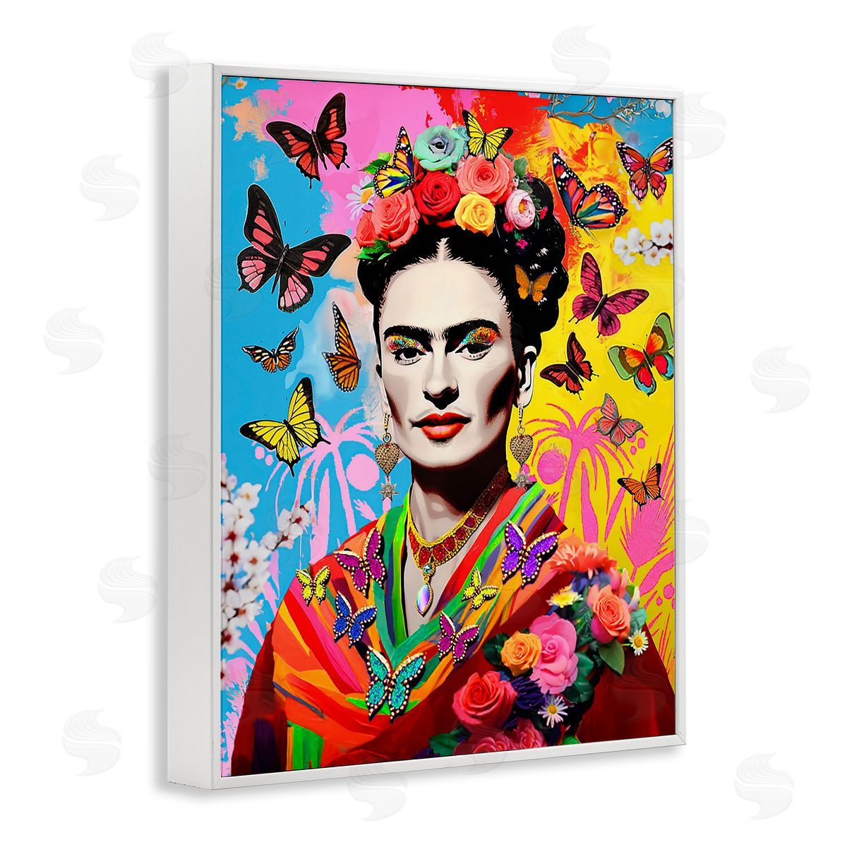 Jess Stempel Eccentric Butterflies Frida White Framed Giclee Wall Art Print