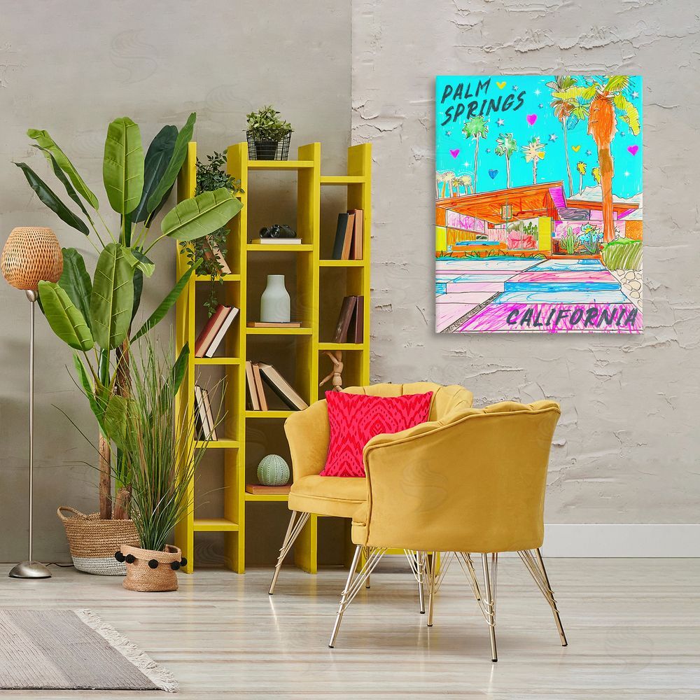 Jess Stempel Palm Springs Villa Doodle Canvas Wall Art Print in Room