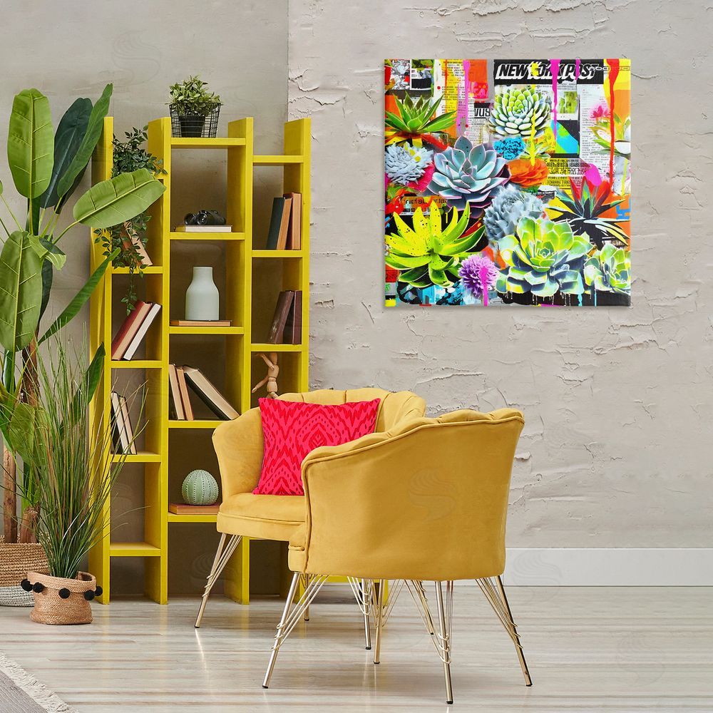 Jess Stempel Urban Graffiti Succulents Canvas Wall Art Print in Room