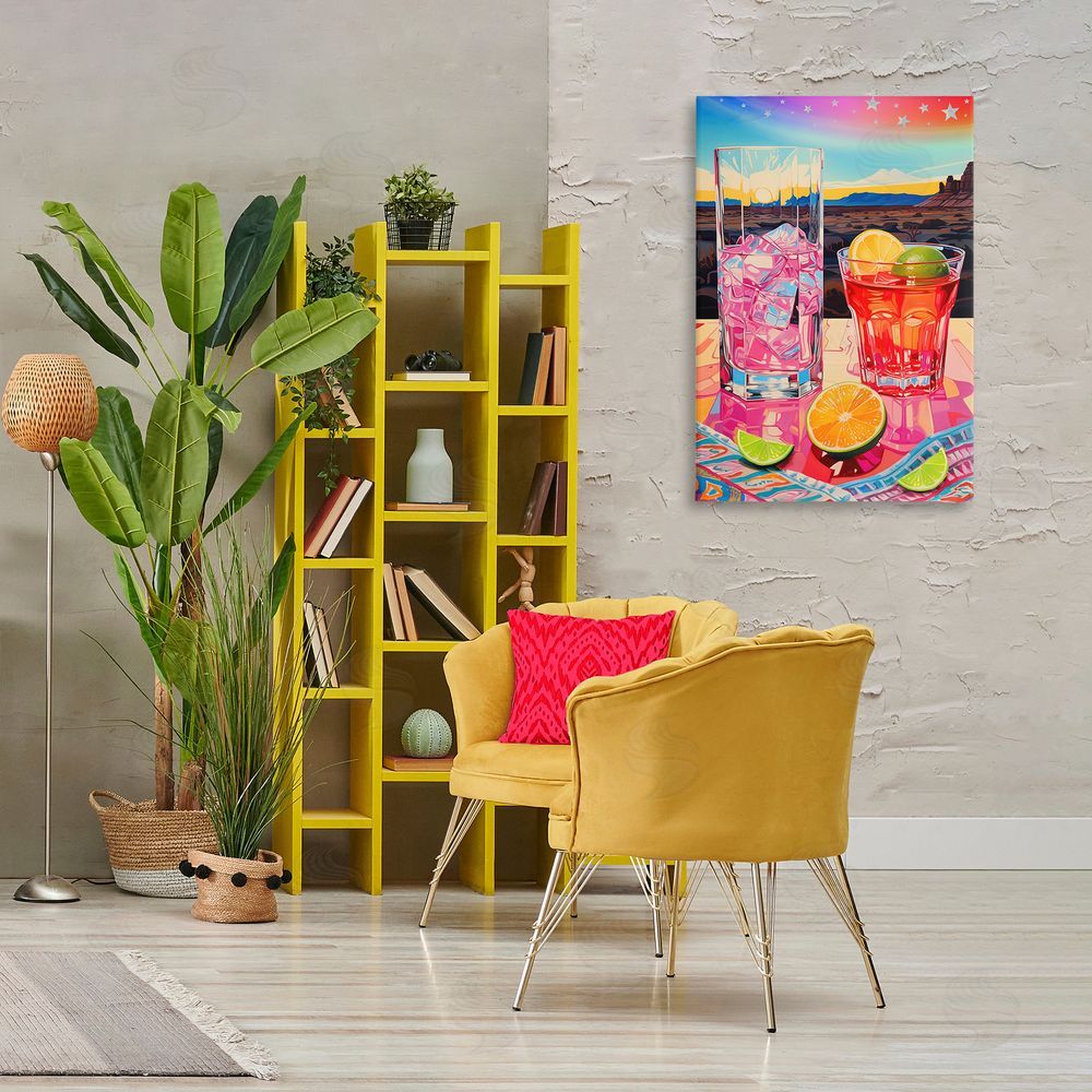 Jess Stempel Cocktails at Sunset View Canvas Wall Art Print in Room