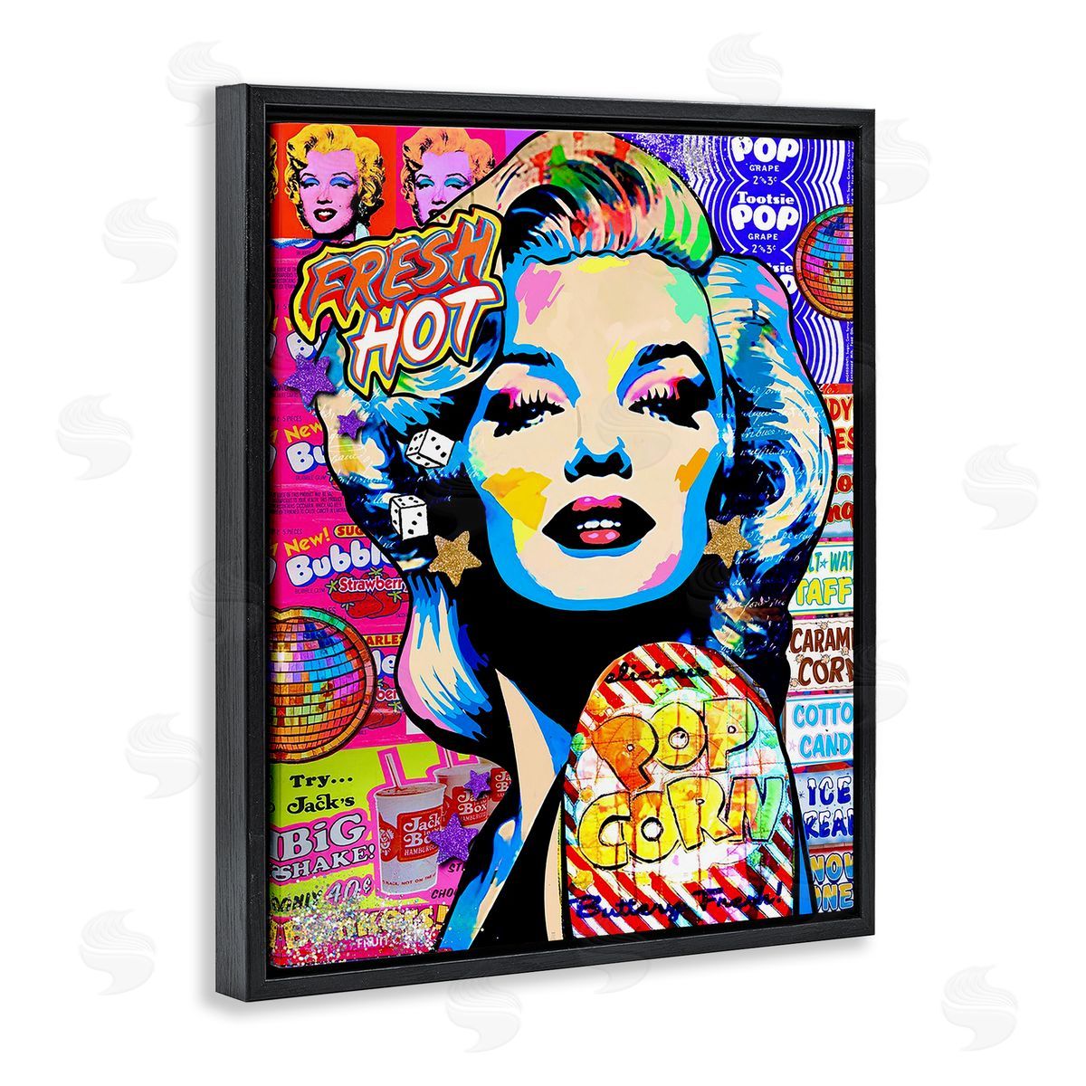 Jess Stempel Groovy Pop Style Marilyn Black Floating Frame Canvas Wall Art Print