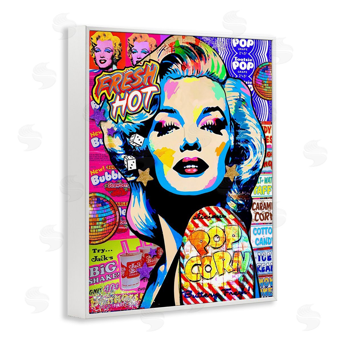 Jess Stempel Groovy Pop Style Marilyn White Framed Giclee Wall Art Print