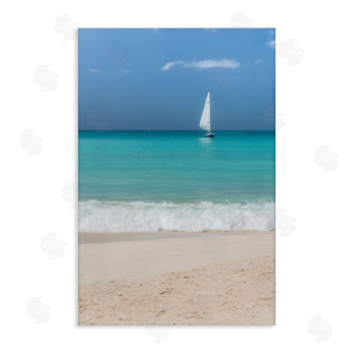 Mary Lou Johnson Lone Sailboat Beach Tide Canvas Wall Art Print