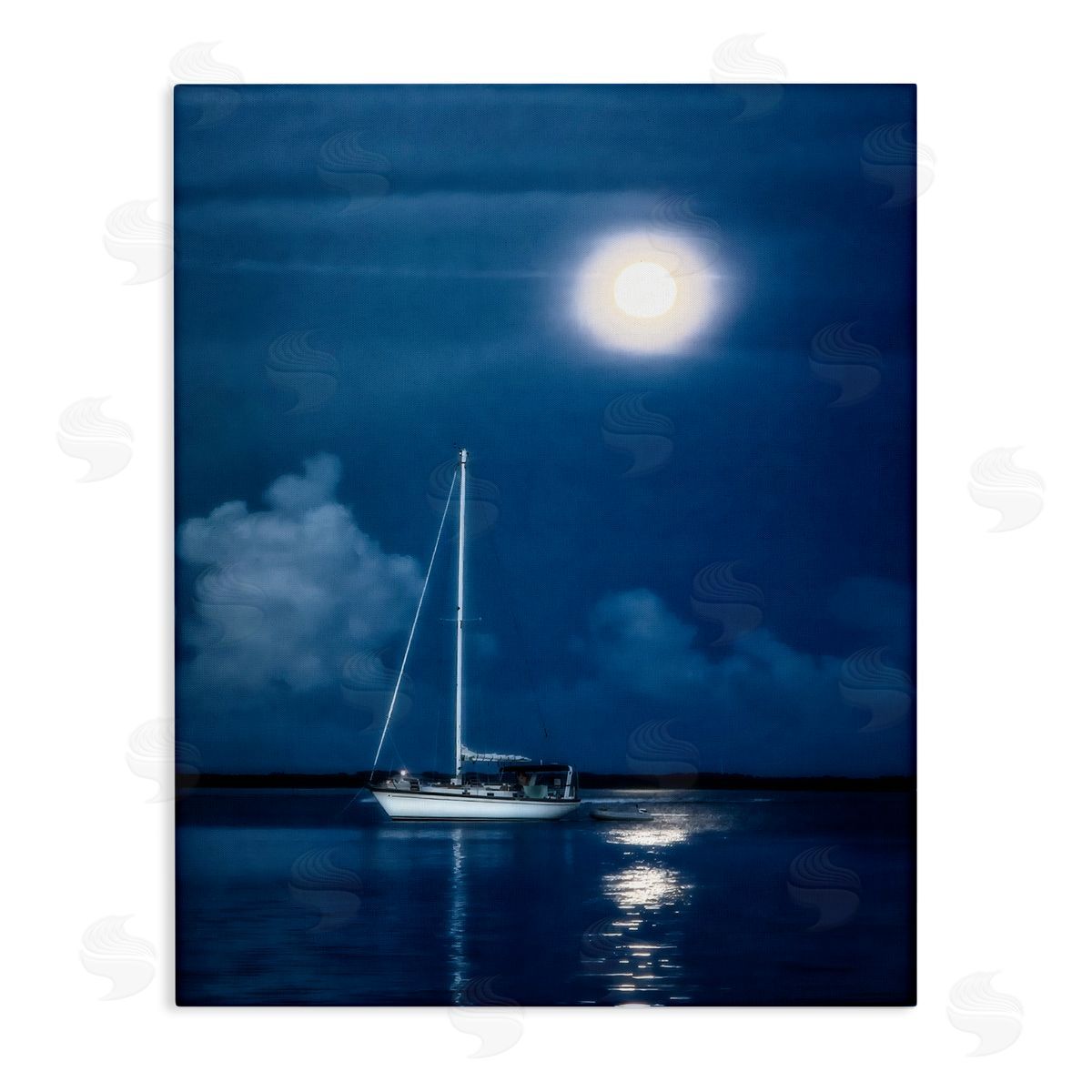 Mary Lou Johnson Moonlit Nighttime Sailing Canvas Wall Art Print