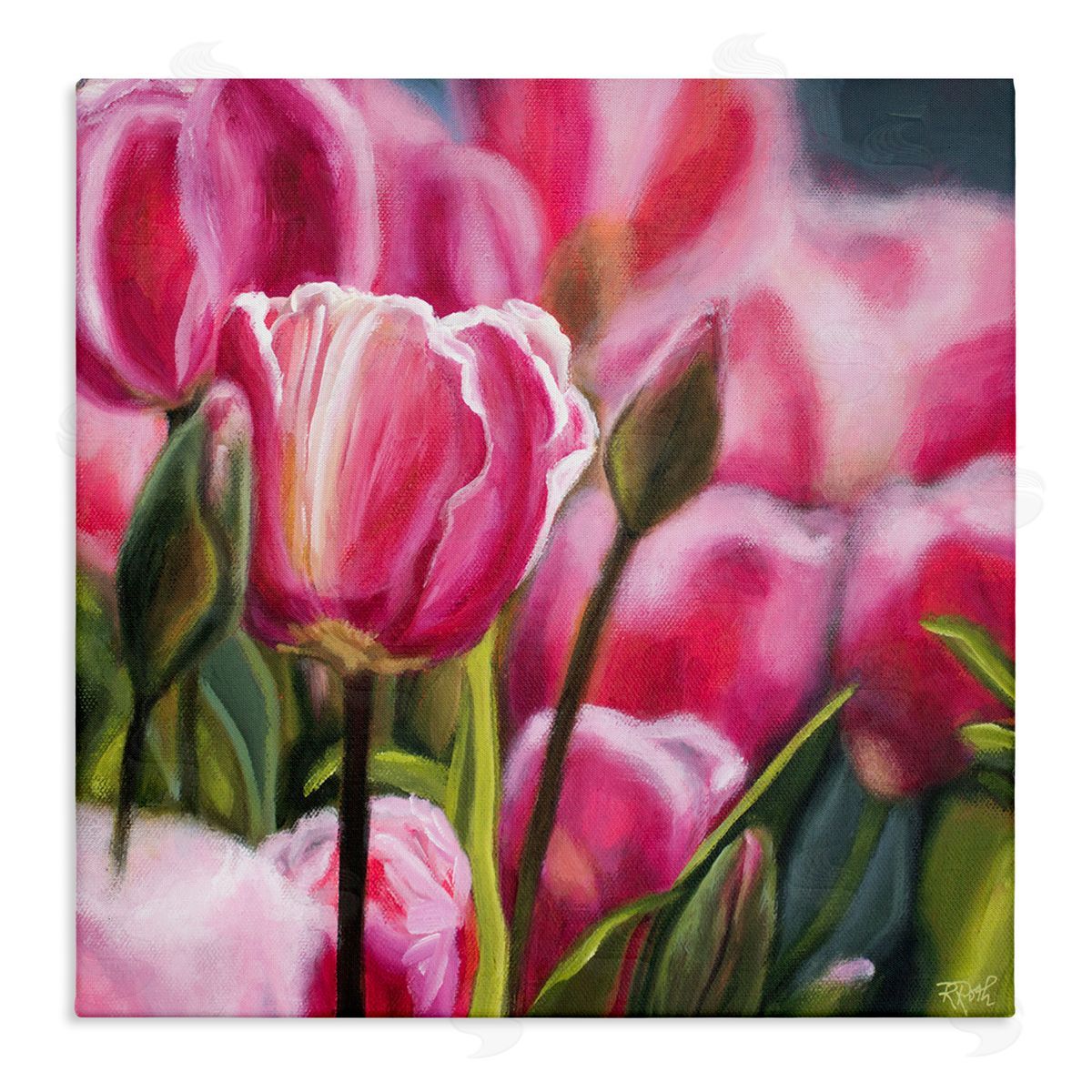 Raquel Roth Pink Tulips Garden Canvas Wall Art Print