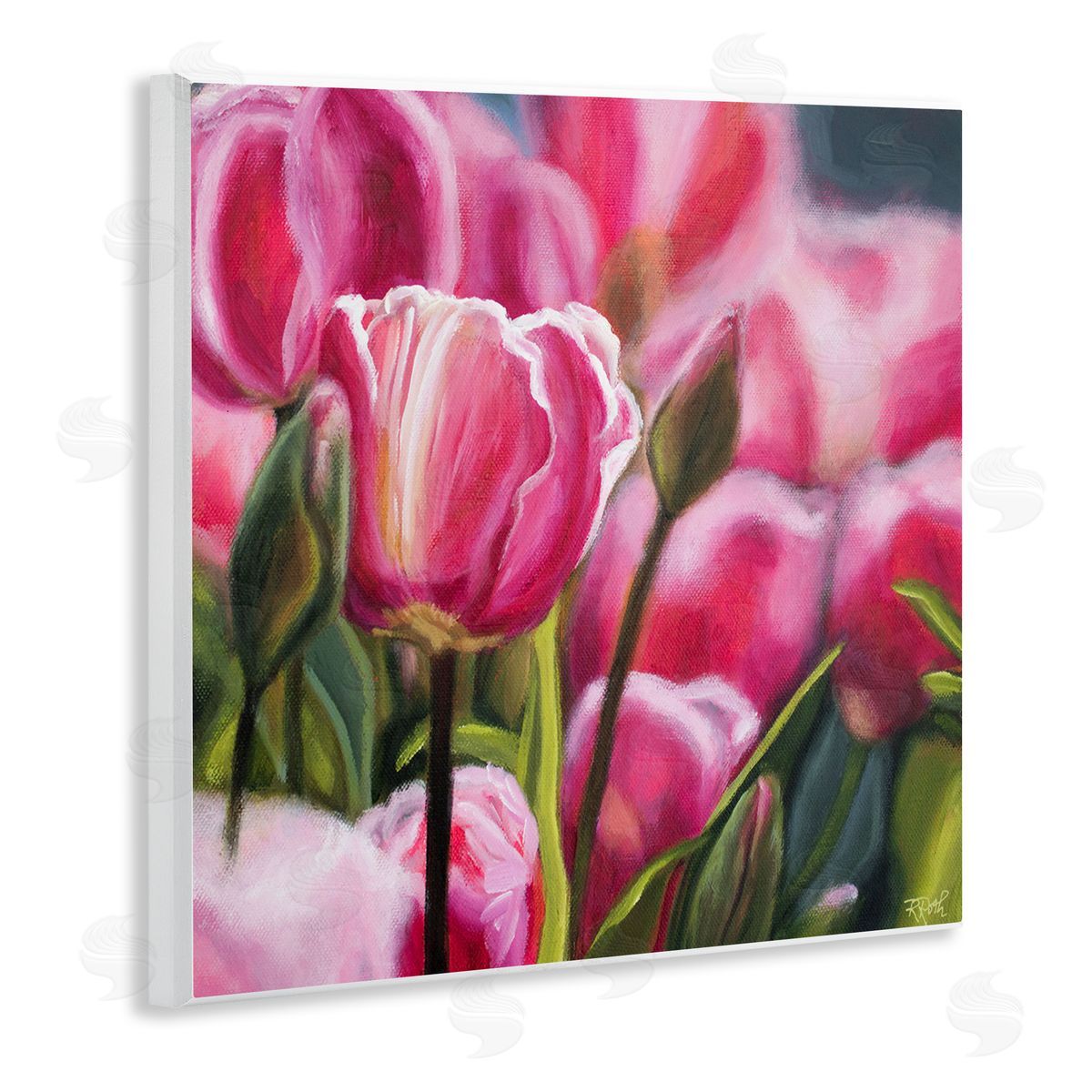 Raquel Roth Pink Tulips Garden Wooden Wall Plaque Art Print