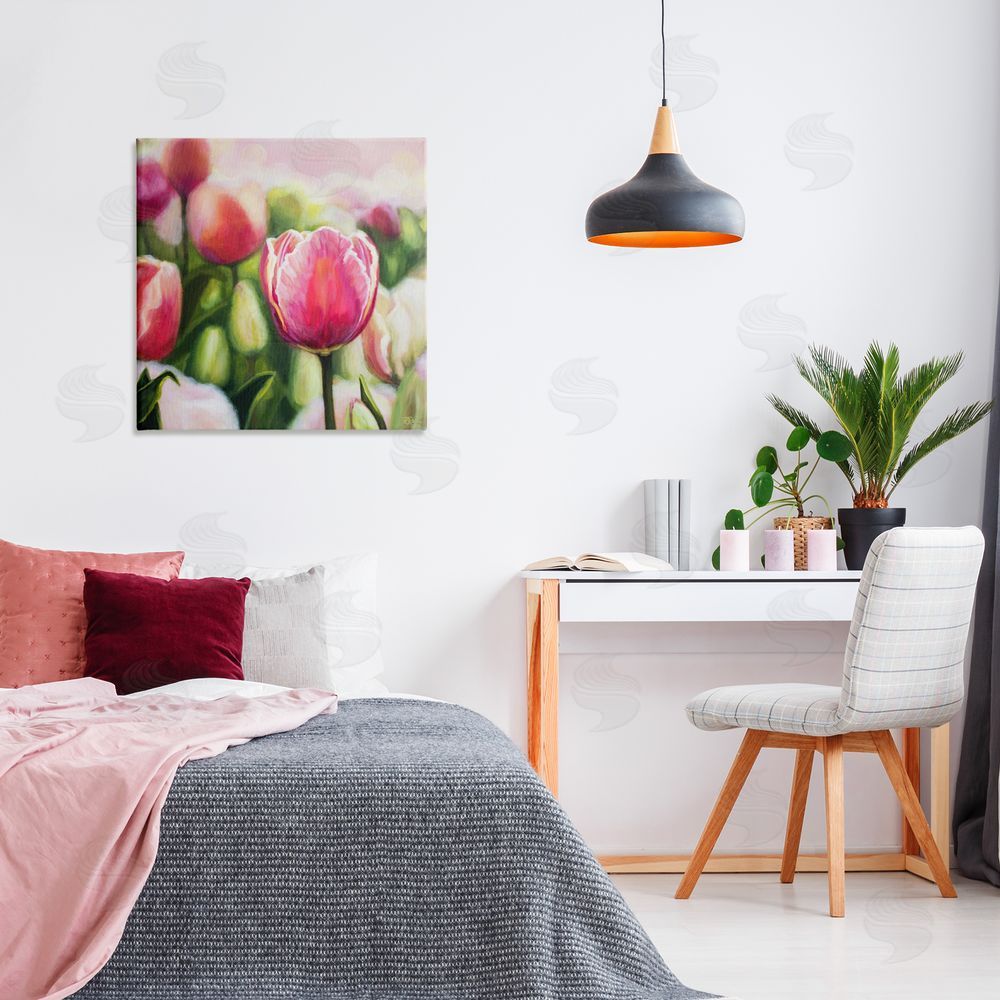 Raquel Roth Blooming Tulips Garden Canvas Wall Art Print in Room