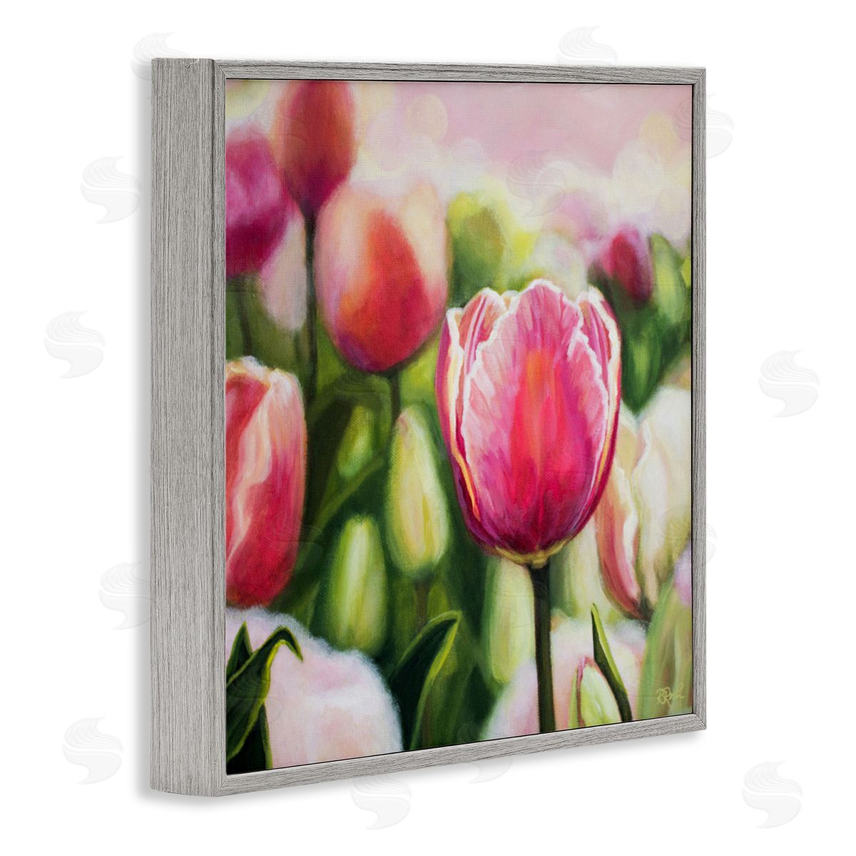 Raquel Roth Blooming Tulips Garden Gray Framed Giclee Wall Art Print