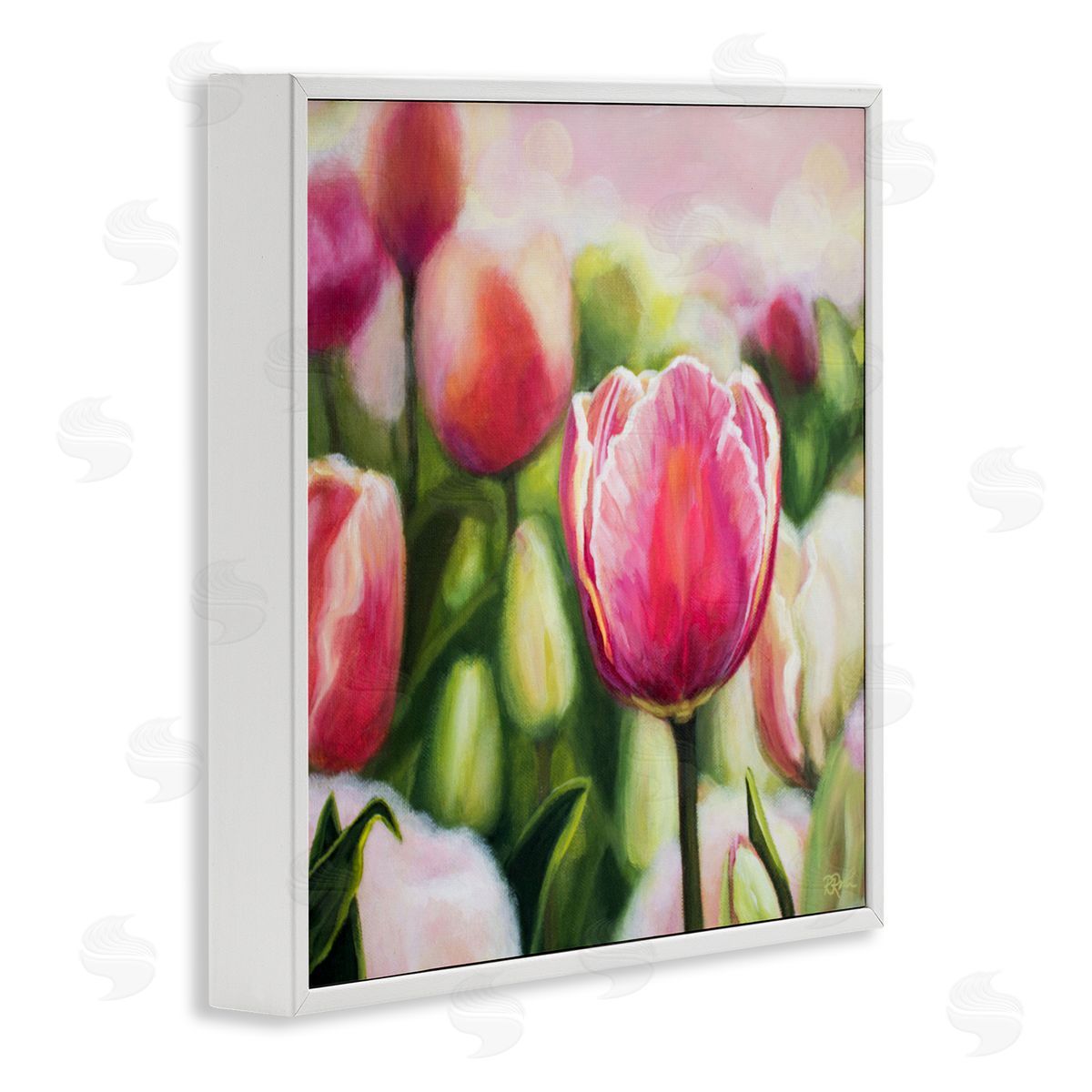 Raquel Roth Blooming Tulips Garden White Framed Giclee Wall Art Print