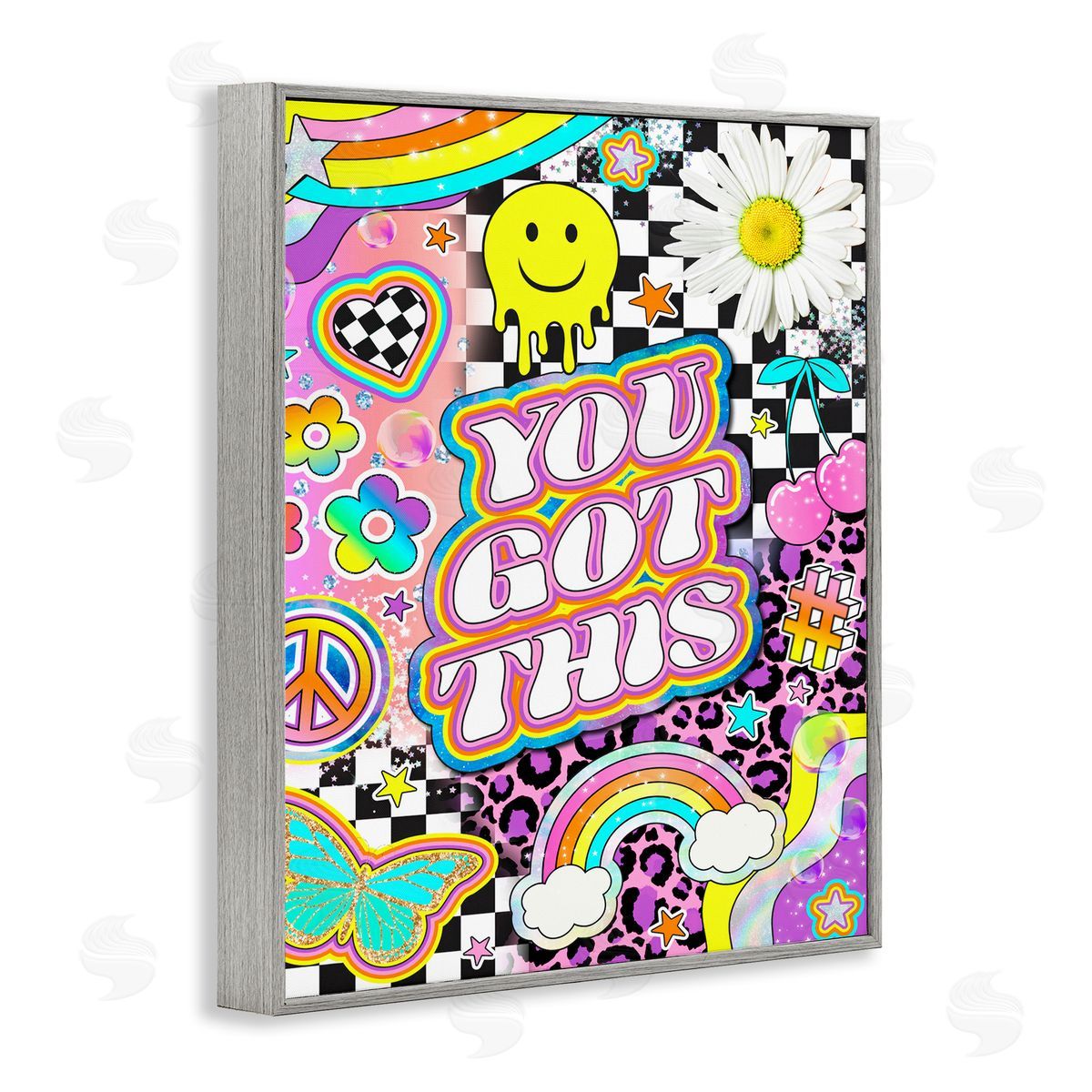 Jess Stempel Groovy You Got This Collage Gray Framed Giclee Wall Art Print