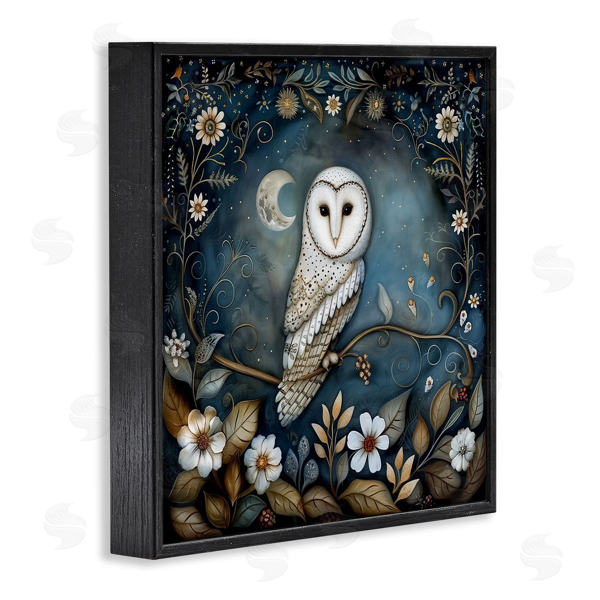 The Dutch Lady White Owl Forest Scene Black Framed Giclee Wall Art Print